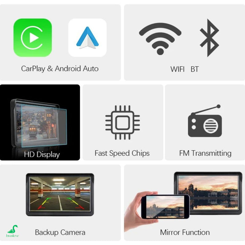 "View Tech Sync" - Multimídia 7"Andróide Touch Screen Wireles Bluetooth USB Camera Ré