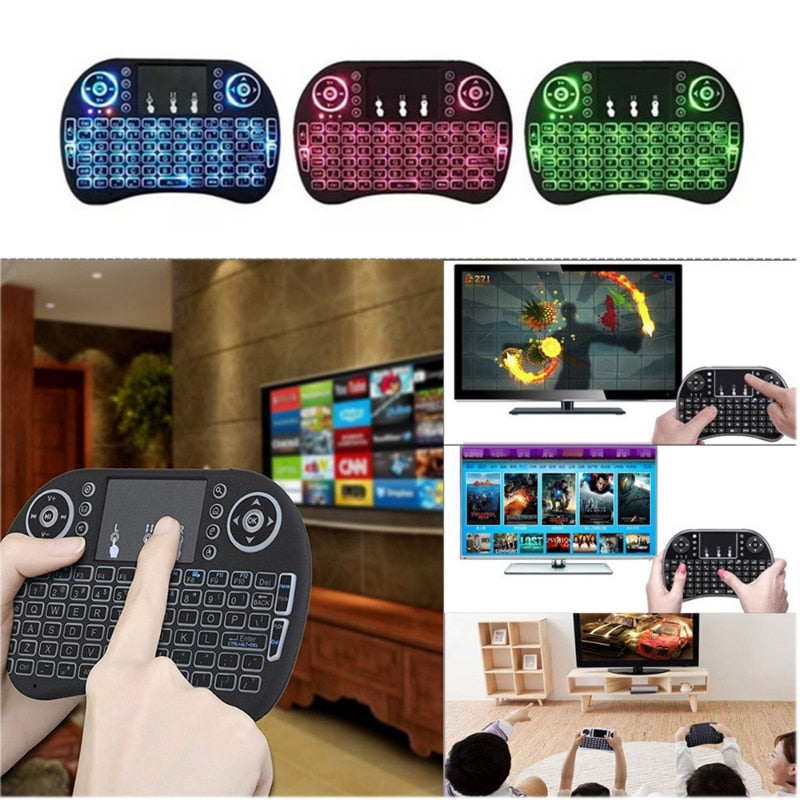 R K - Controle Remoto Integrado Com Teclado Integrado Para Smart TV, TV-Box Pc PalyStation Digital